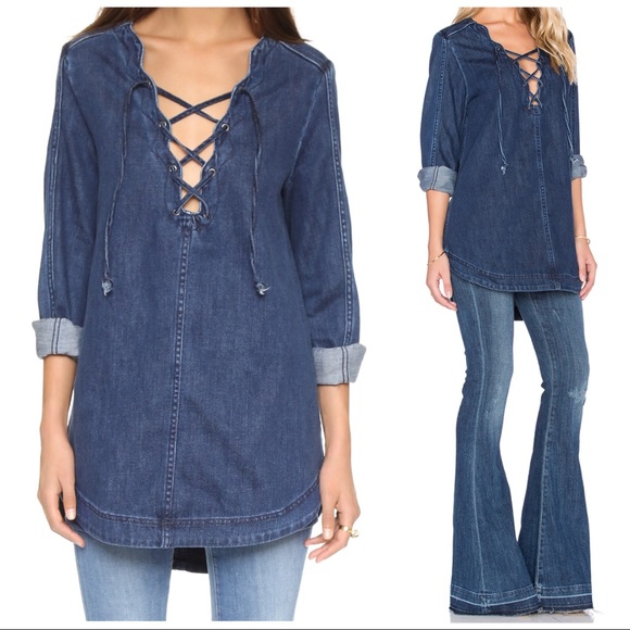 Free People Tops - Free People Neapolitan Dreams Denim Tunic, XS NWT